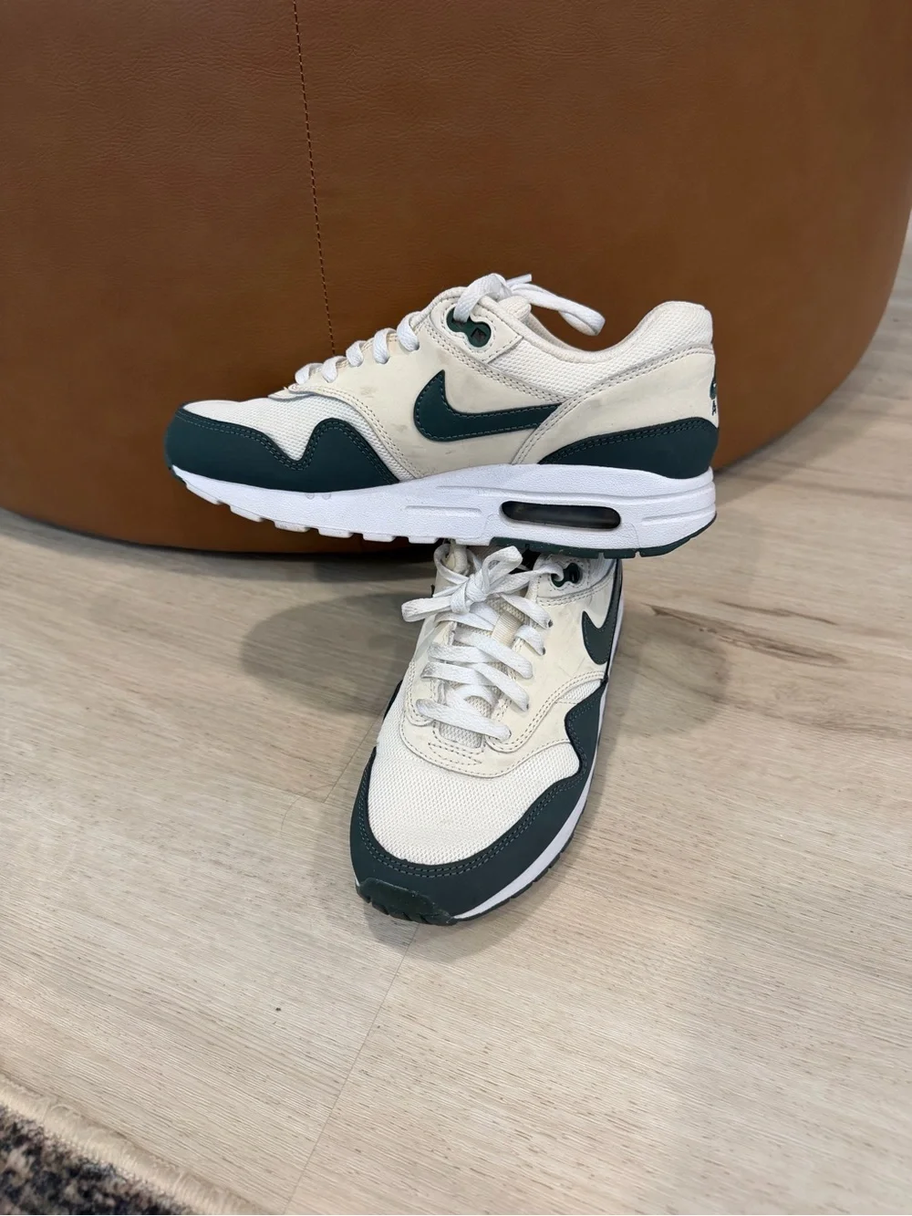 Nike Woman Low-Top Sneakers in Cream and Dark Green